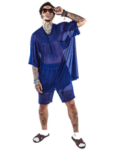 Oversized Mesh Boxing Shorts - Royal Blue