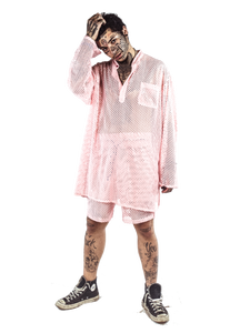 Oversized Mesh Boxing Shorts - Pink