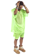 Oversized Mesh Boxing Shorts - Green
